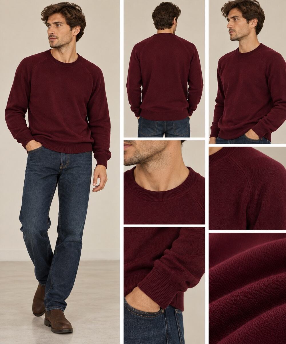 Banana Republic Merino Wool Sweater L Burgundy Crewneck Lightweight Minimalist